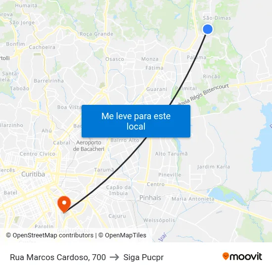 Rua Marcos Cardoso, 700 to Siga Pucpr map