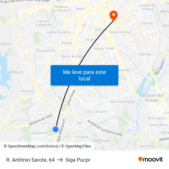 R. Antônio Sarote, 64 to Siga Pucpr map