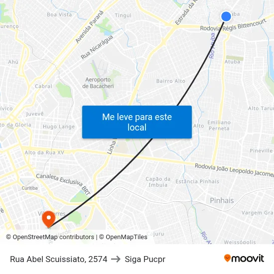 Rua Abel Scuissiato, 2574 to Siga Pucpr map