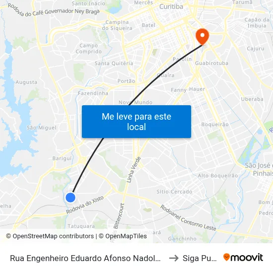 Rua Engenheiro Eduardo Afonso Nadolny, 851 to Siga Pucpr map