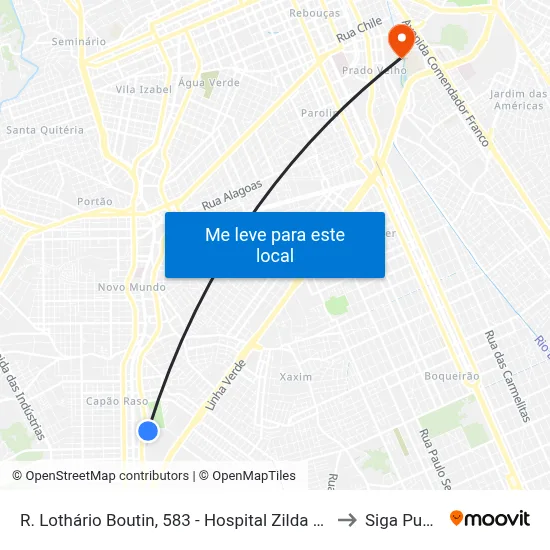 R. Lothário Boutin, 583 - Hospital Zilda Arns to Siga Pucpr map