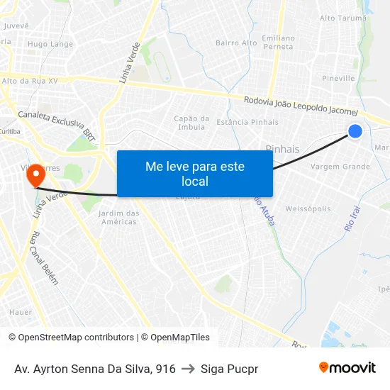 Av. Ayrton Senna Da Silva, 916 to Siga Pucpr map