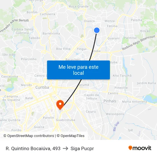 R. Quintino Bocaiúva, 493 to Siga Pucpr map