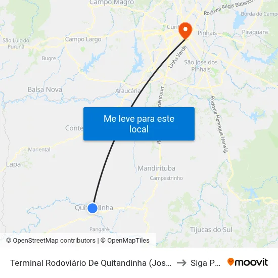 Terminal Rodoviário De Quitandinha (José Steff Filho) to Siga Pucpr map