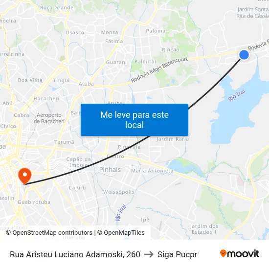 Rua Aristeu Luciano Adamoski, 260 to Siga Pucpr map