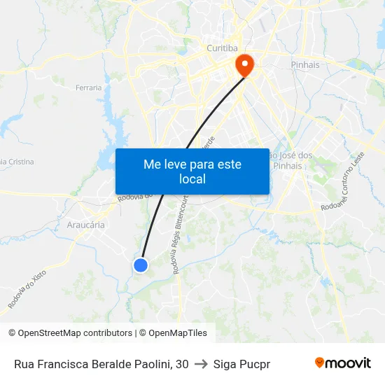 Rua Francisca Beralde Paolini, 30 to Siga Pucpr map
