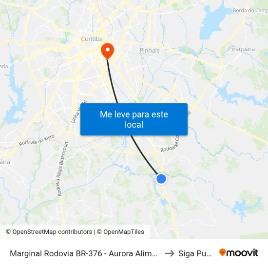 Marginal Rodovia BR-376 - Aurora Alimentos to Siga Pucpr map