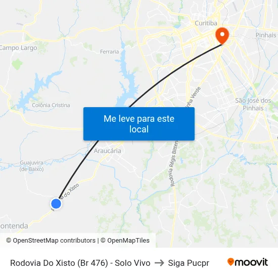 Rodovia Do Xisto (Br 476) - Solo Vivo to Siga Pucpr map