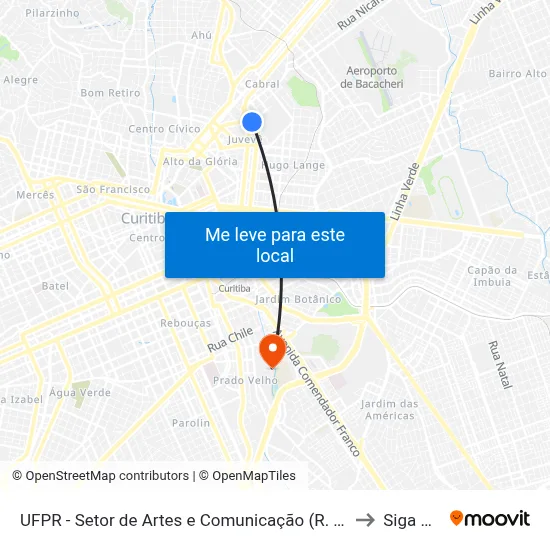 UFPR -  Setor de Artes e Comunicação (R. Paraguassu, 1000) to Siga Pucpr map