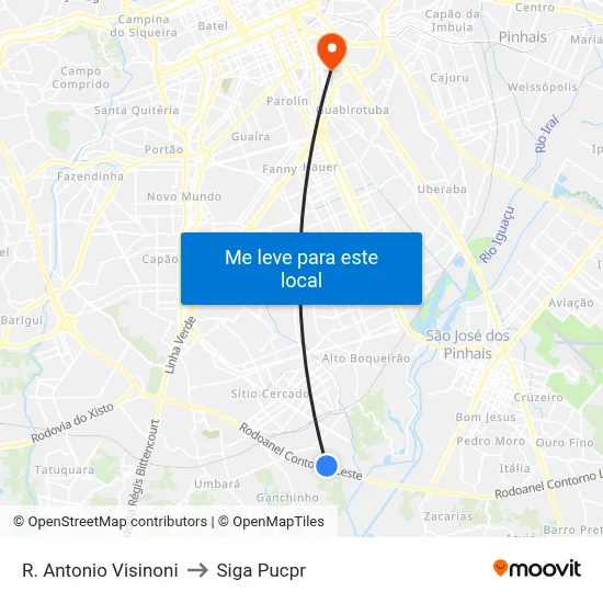 R. Antonio Visinoni to Siga Pucpr map
