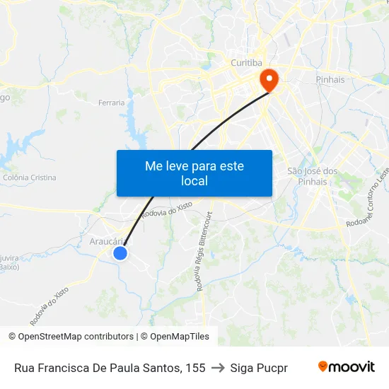 Rua Francisca De Paula Santos, 155 to Siga Pucpr map