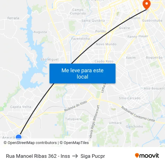 Rua Manoel Ribas 362 - Inss to Siga Pucpr map