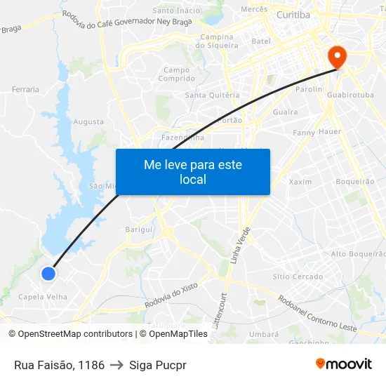Rua Faisão, 1186 to Siga Pucpr map
