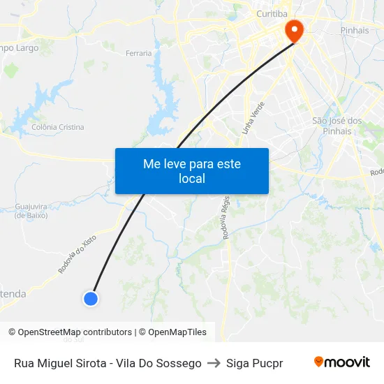 Rua Miguel Sirota - Vila Do Sossego to Siga Pucpr map
