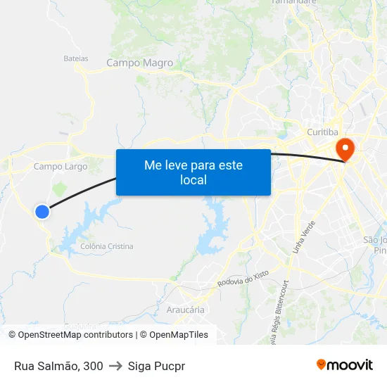 Rua Salmão, 300 to Siga Pucpr map