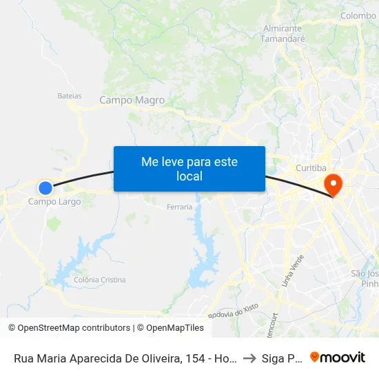 Rua Maria Aparecida De Oliveira, 154  - Hospital Do Rocio to Siga Pucpr map