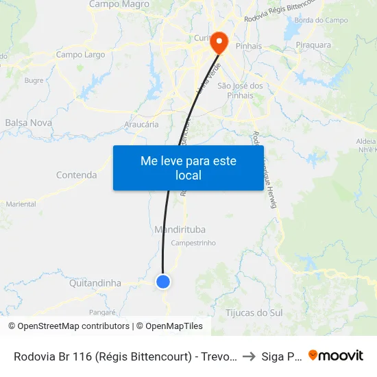 Rodovia Br 116 (Régis Bittencourt) - Trevo De Areia Branca to Siga Pucpr map