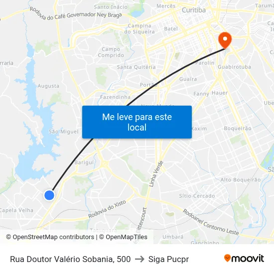Rua Doutor Valério Sobania, 500 to Siga Pucpr map