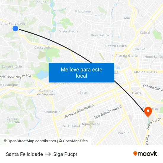 Santa Felicidade to Siga Pucpr map