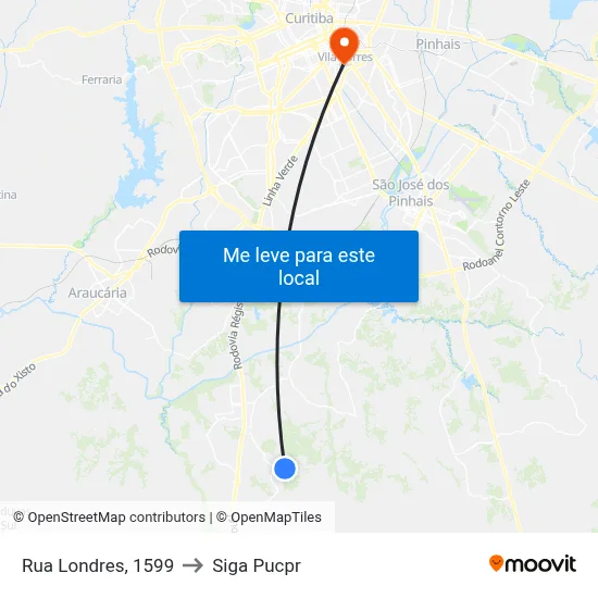 Rua Londres, 1599 to Siga Pucpr map