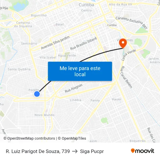 R. Luiz Parigot De Souza, 739 to Siga Pucpr map