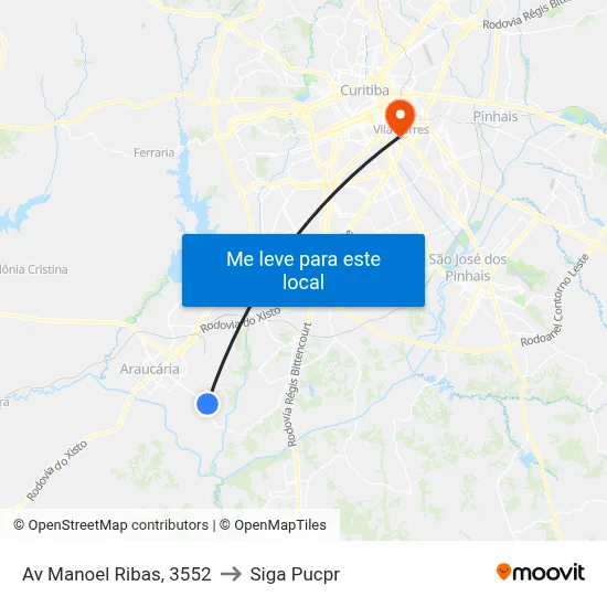 Av Manoel Ribas, 3552 to Siga Pucpr map