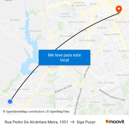 Rua Pedro De Alcântara Meira, 1001 to Siga Pucpr map