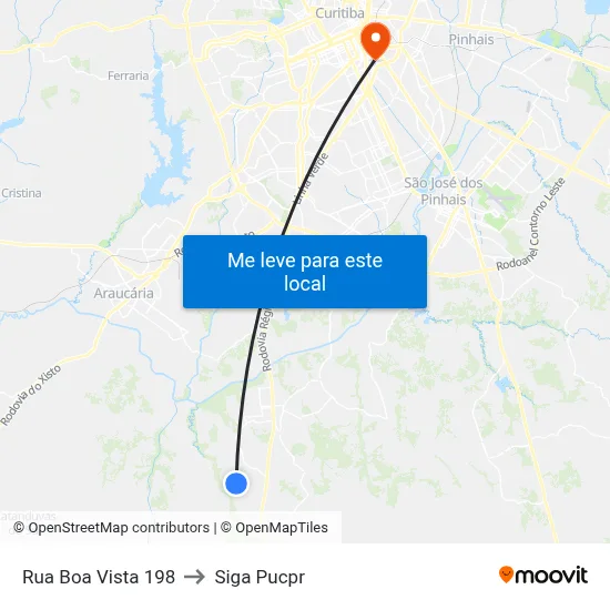 Rua Boa Vista 198 to Siga Pucpr map