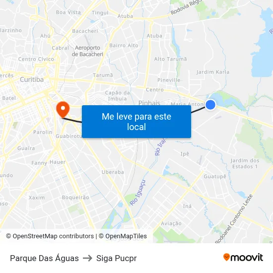 Parque Das Águas to Siga Pucpr map