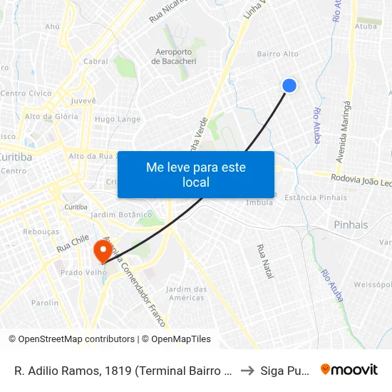 R. Adilio Ramos, 1819 (Terminal Bairro Alto) to Siga Pucpr map