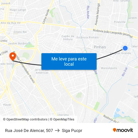 Rua José De Alencar, 507 to Siga Pucpr map