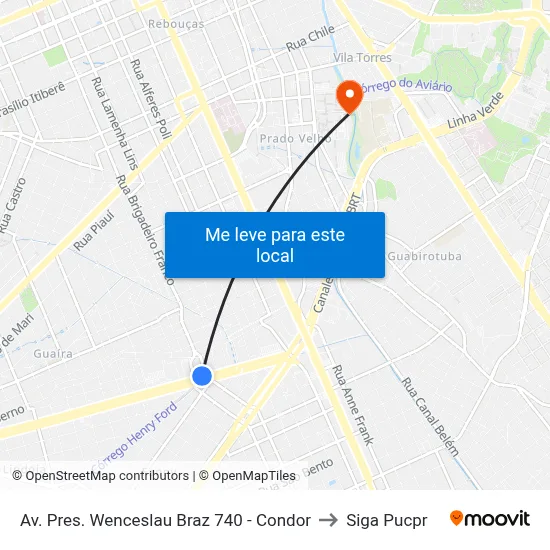 Av. Pres. Wenceslau Braz 740 - Condor to Siga Pucpr map