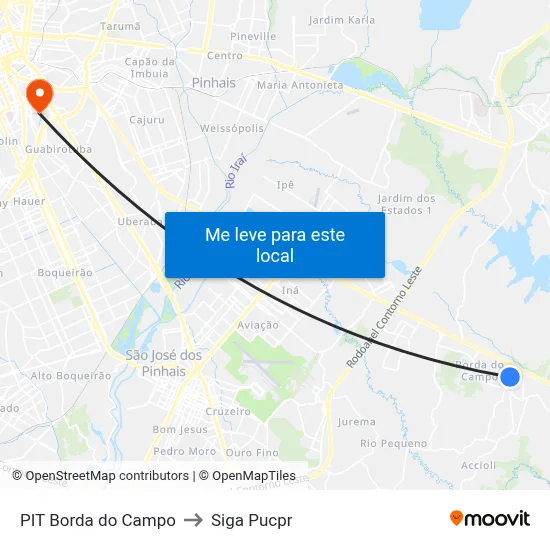 PIT Borda do Campo to Siga Pucpr map