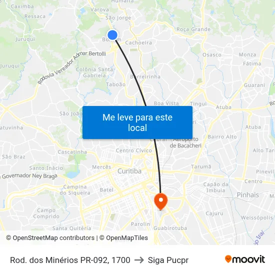 Rod. dos Minérios PR-092, 1700 to Siga Pucpr map