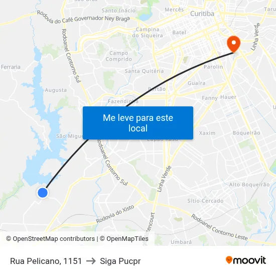 Rua Pelicano, 1151 to Siga Pucpr map