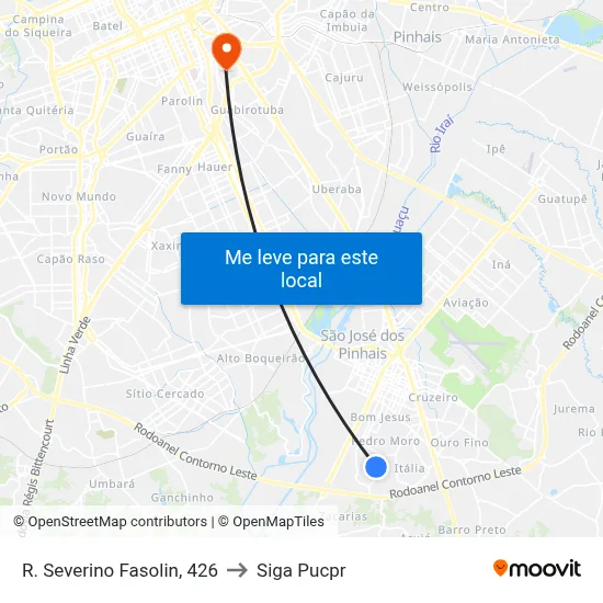 R. Severino Fasolin, 426 to Siga Pucpr map