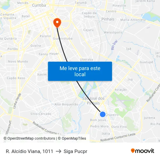 R. Alcídio Viana, 1011 to Siga Pucpr map