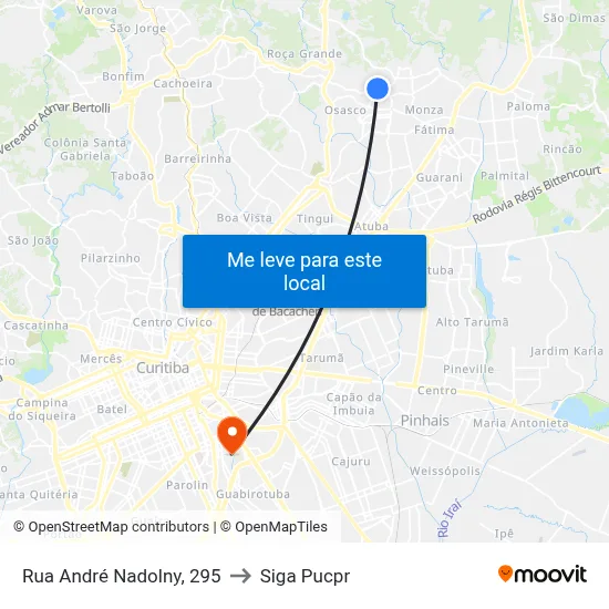 Rua André Nadolny, 295 to Siga Pucpr map