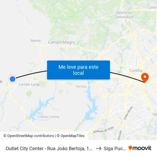 Outlet City Center - Rua João Bertoja, 1995 to Siga Pucpr map