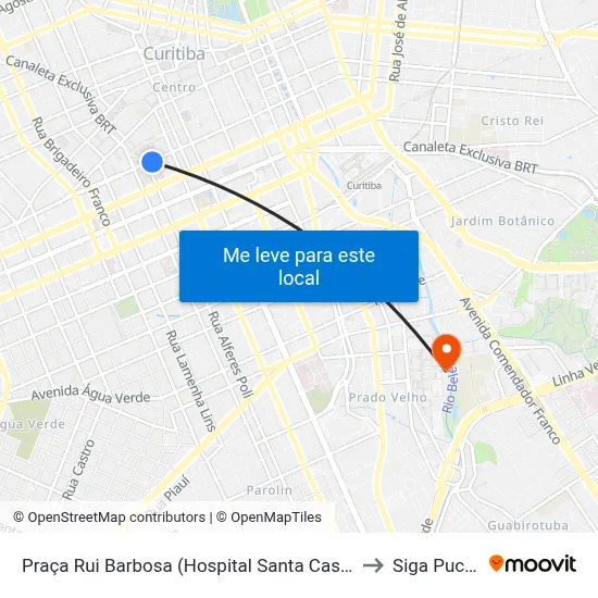 Praça Rui Barbosa (Hospital Santa Casa) to Siga Pucpr map