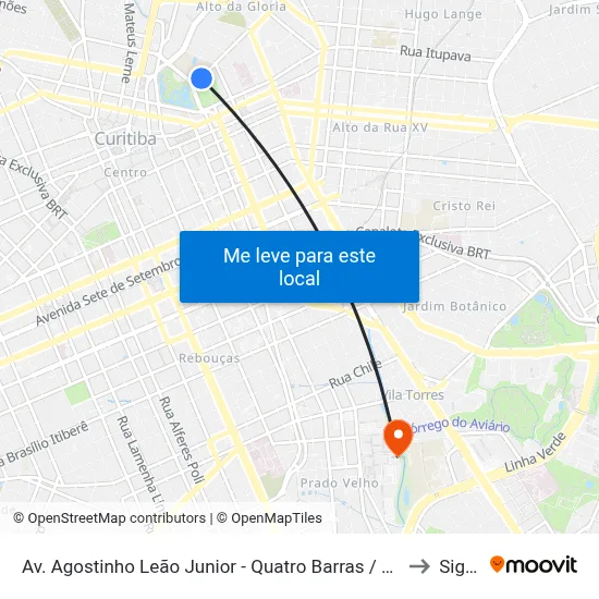 Av. Agostinho Leão Junior - Quatro Barras / Campina Grande do Sul (Colégio Estadual do Paraná) to Siga Pucpr map