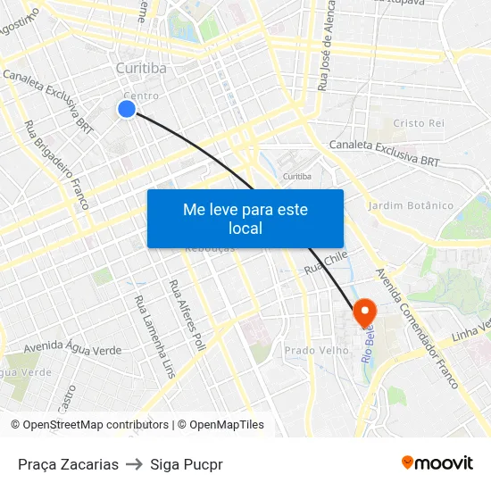 Praça Zacarias to Siga Pucpr map