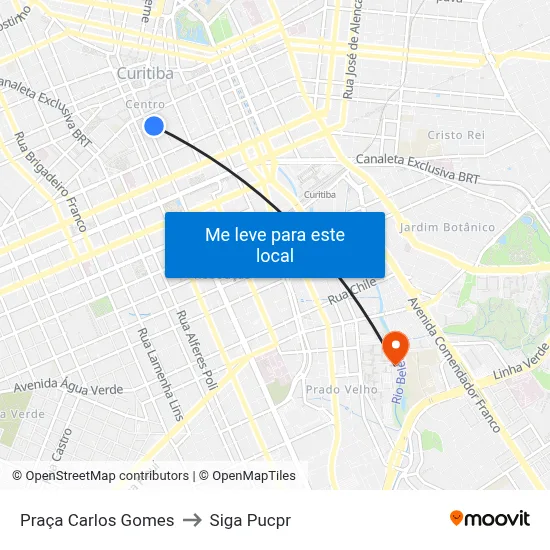 Praça Carlos Gomes to Siga Pucpr map