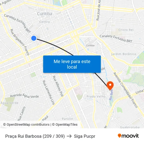 Praça Rui Barbosa (209 / 309) to Siga Pucpr map