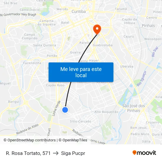 R. Rosa Tortato, 571 to Siga Pucpr map