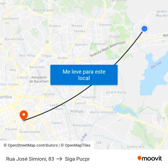 Rua José Simioni, 83 to Siga Pucpr map