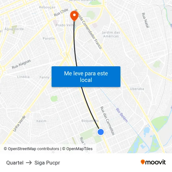 Quartel to Siga Pucpr map