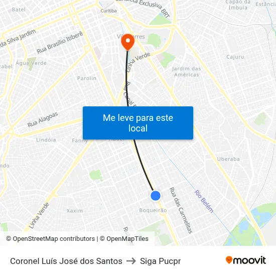 Coronel Luís José dos Santos to Siga Pucpr map