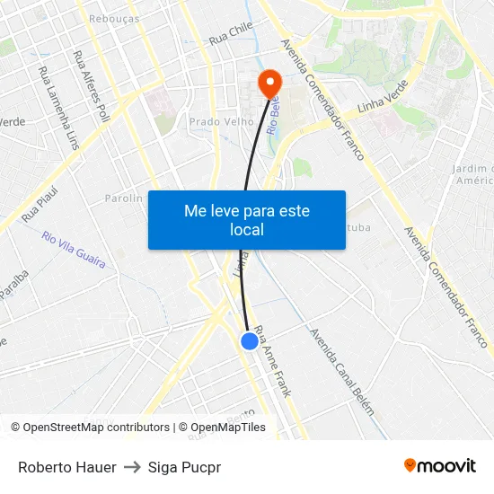 Roberto Hauer to Siga Pucpr map