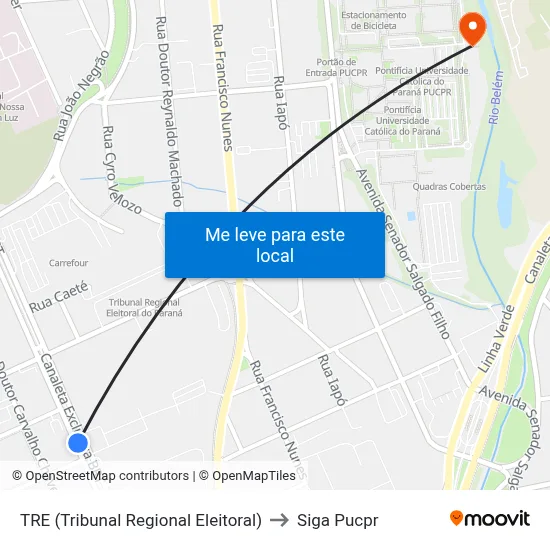 TRE (Tribunal Regional Eleitoral) to Siga Pucpr map